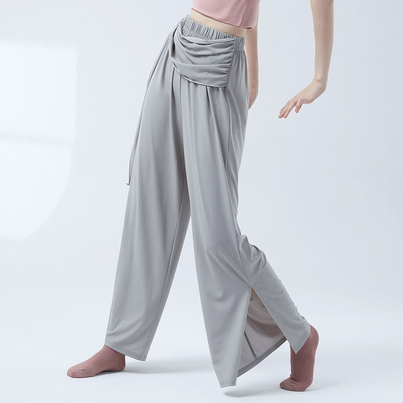 Buddha Stones Retro Lockere Hose mit weitem Bein Lässige Tanzhose für Damen