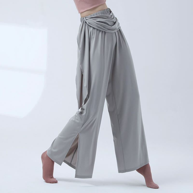 Buddha Stones Retro Lockere Hose mit weitem Bein Lässige Tanzhose für Damen