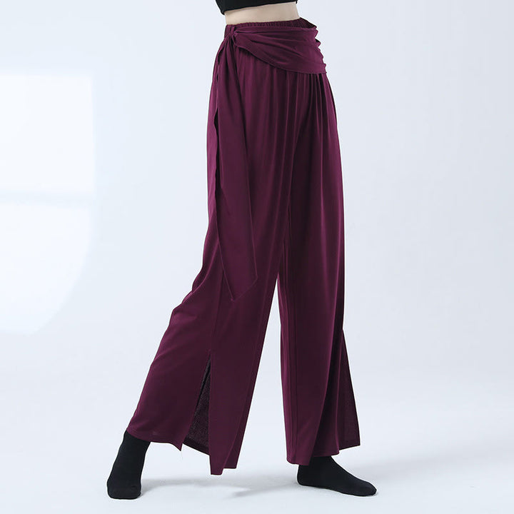 Buddha Stones Retro Lockere Hose mit weitem Bein Lässige Tanzhose für Damen