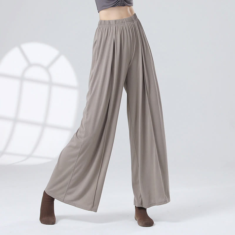 Buddha Stones Einfarbige, lockere Hose mit weitem Bein, Tanzhose für Damen