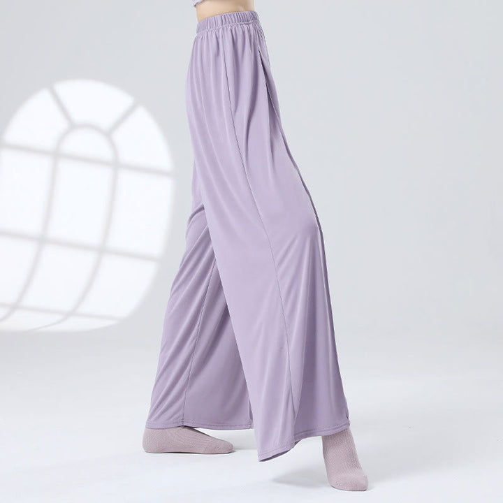 Buddha Stones Einfarbige, lockere Hose mit weitem Bein, Tanzhose für Damen