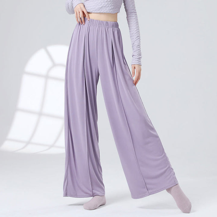 Buddha Stones Einfarbige, lockere Hose mit weitem Bein, Tanzhose für Damen