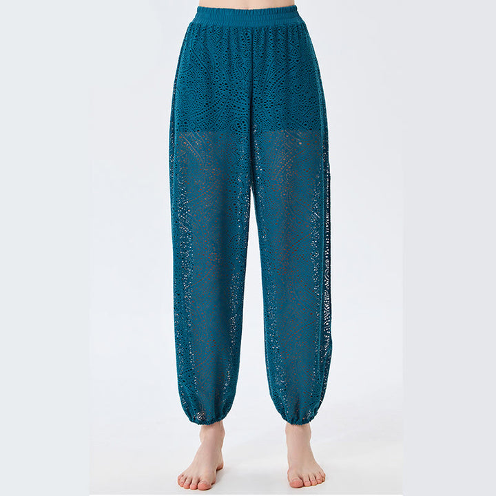 Buddha Stones Cashew Flowers Pattern Lockere Haremshose Damen Yogahose mit seitlichem Schlitz