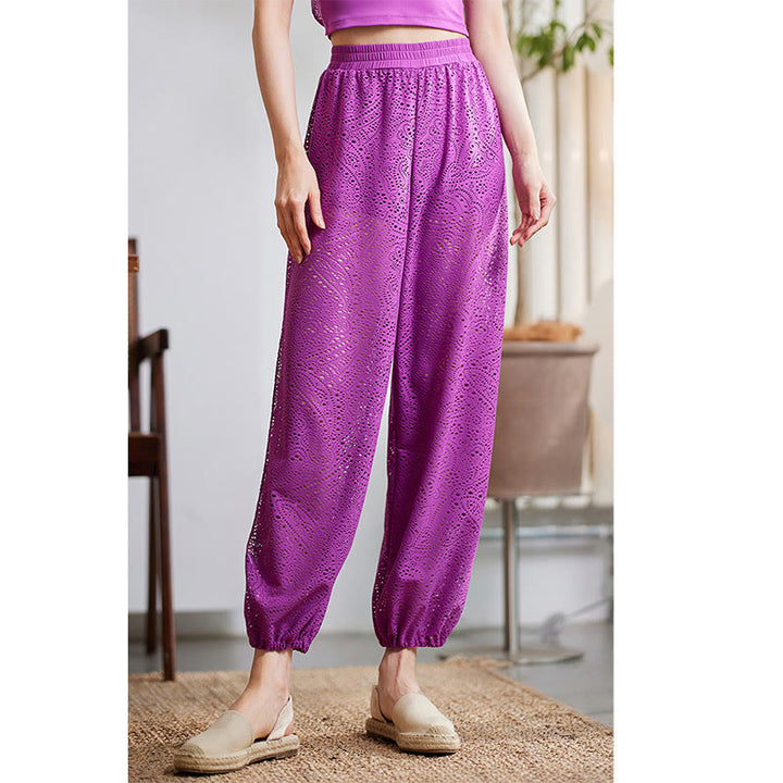 Buddha Stones Cashew Flowers Pattern Lockere Haremshose Damen Yogahose mit seitlichem Schlitz