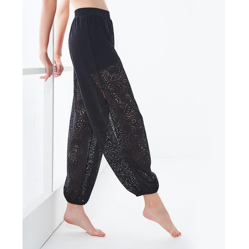 Buddha Stones Cashew Flowers Pattern Lockere Haremshose Damen Yogahose mit seitlichem Schlitz