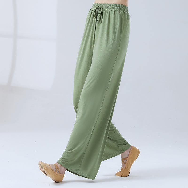 Buddha Stones Lockere Modalhose mit Kordelzug und weitem Bein für Yoga und Tanz - Hellgrün - US12, UK/AU16, EU44 (3XL) - image 0