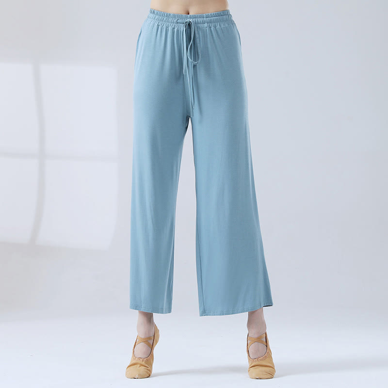 Buddha Stones Lockere Modalhose mit Kordelzug und weitem Bein für Yoga und Tanz - Blau - US12， UK/AU16，EU44 (3XL) - image 6
