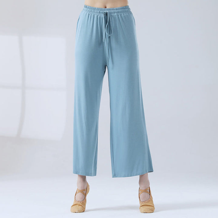 Buddha Stones Lockere Modalhose mit Kordelzug und weitem Bein für Yoga und Tanz - Blau - US12， UK/AU16，EU44 (3XL) - image 6