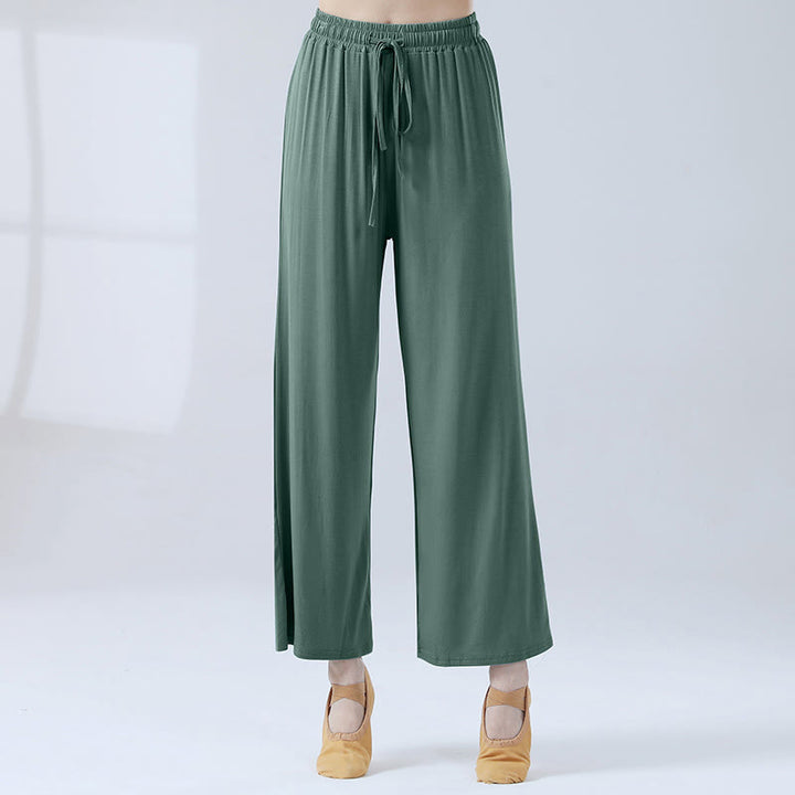 Buddha Stones Lockere Modalhose mit Kordelzug und weitem Bein für Yoga und Tanz - Helles Meeresgrün - US12， UK/AU16，EU44 (3XL) - image 9