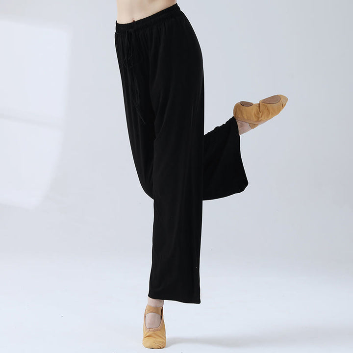 Buddha Stones Lockere Modalhose mit Kordelzug und weitem Bein für Yoga und Tanz - Schwarz - US12， UK/AU16，EU44 (3XL) - image 10