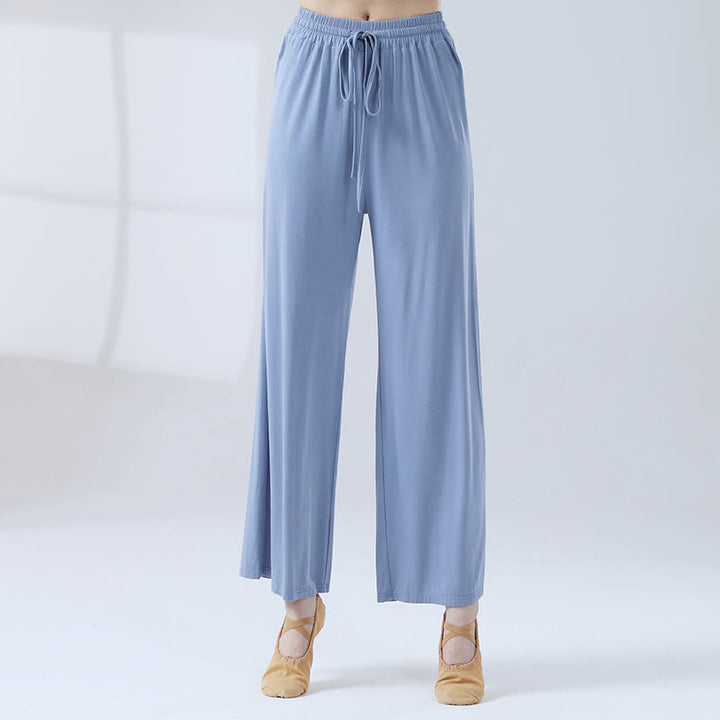 Buddha Stones Lockere Modalhose mit Kordelzug und weitem Bein für Yoga und Tanz - Marineblau - US12， UK/AU16，EU44 (3XL) - image 16