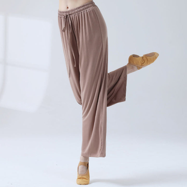 Buddha Stones Lockere Modalhose mit Kordelzug und weitem Bein für Yoga und Tanz - Khaki - US12， UK/AU16，EU44 (3XL) - image 12