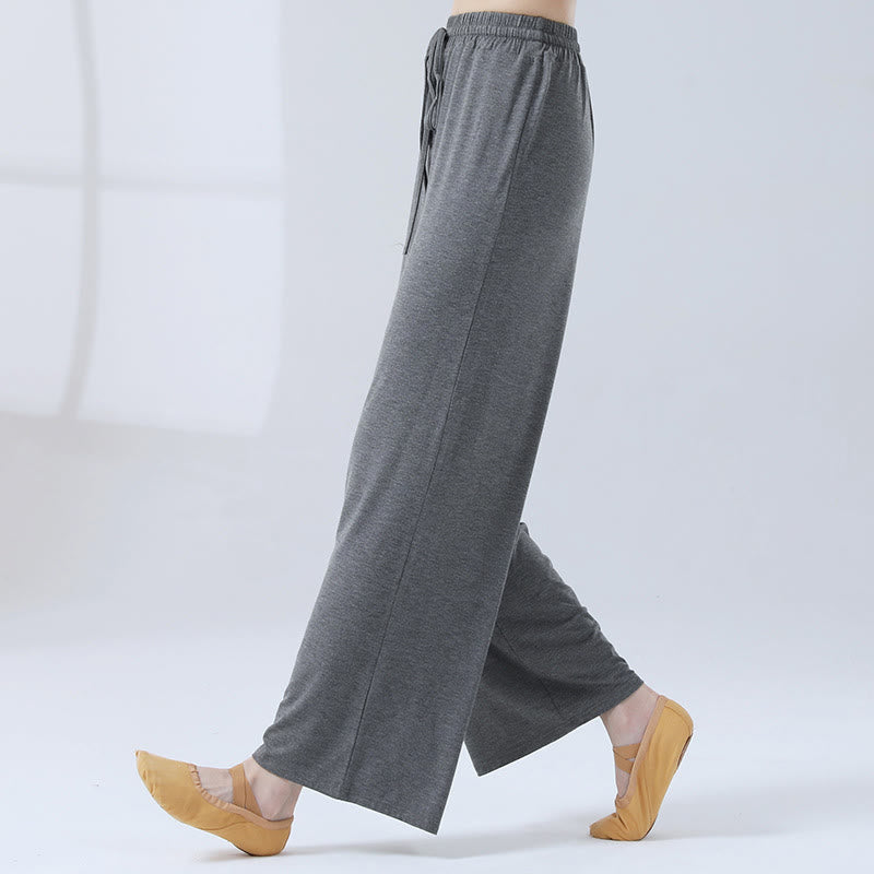 Buddha Stones Lockere Modalhose mit Kordelzug und weitem Bein für Yoga und Tanz - Grau - US12， UK/AU16，EU44 (3XL) - image 21