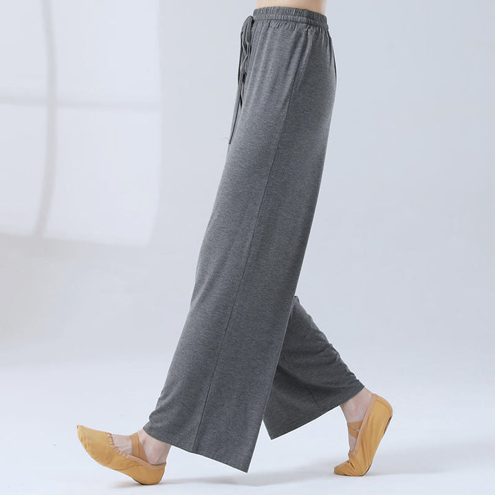 Buddha Stones Lockere Modalhose mit Kordelzug und weitem Bein für Yoga und Tanz - Grau - US12， UK/AU16，EU44 (3XL) - image 21