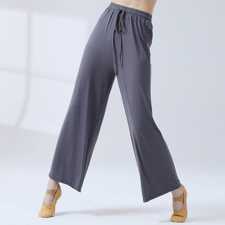 Buddha Stones Lockere Modalhose mit Kordelzug und weitem Bein für Yoga und Tanz - Schiefergrau - US12， UK/AU16，EU44 (3XL) - image 23