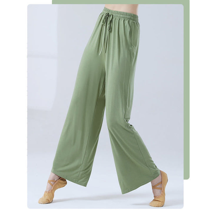 Buddha Stones Lockere Modalhose mit Kordelzug und weitem Bein für Yoga und Tanz - image 1
