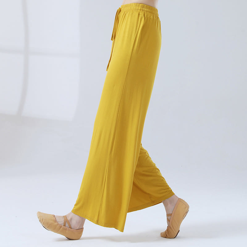 Buddha Stones Lockere Modalhose mit Kordelzug und weitem Bein für Yoga und Tanz - image 14