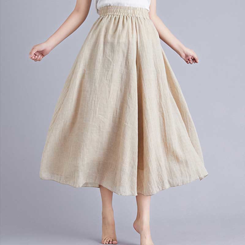 Buddha Stones Damen-Hose, lässig, lockere Hose aus Baumwollleinen, weites Bein für Yoga und Tanz - Aprikose - US2, UK/AU6, EU34 (M) - image 29