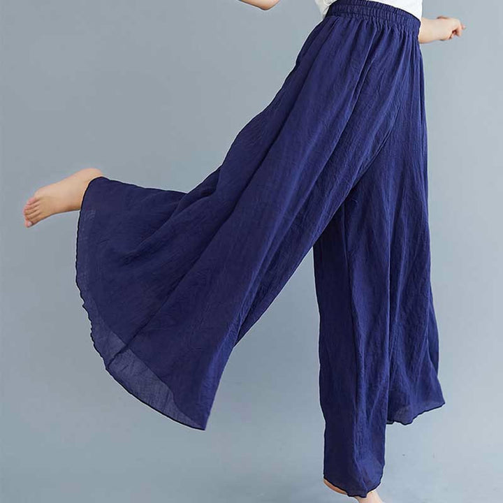 Buddha Stones Damen-Hose, lässig, lockere Hose aus Baumwollleinen, weites Bein für Yoga und Tanz - image 44