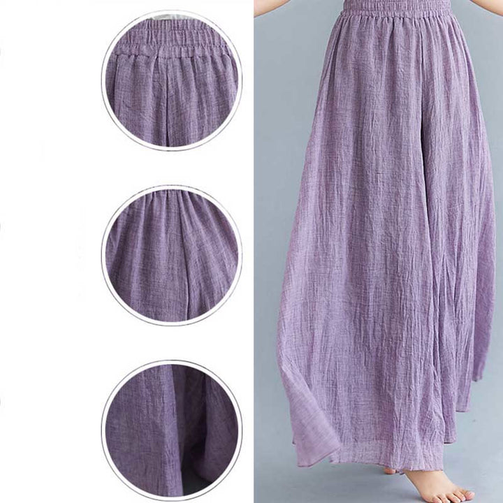 Buddha Stones Damen-Hose, lässig, lockere Hose aus Baumwollleinen, weites Bein für Yoga und Tanz - image 28