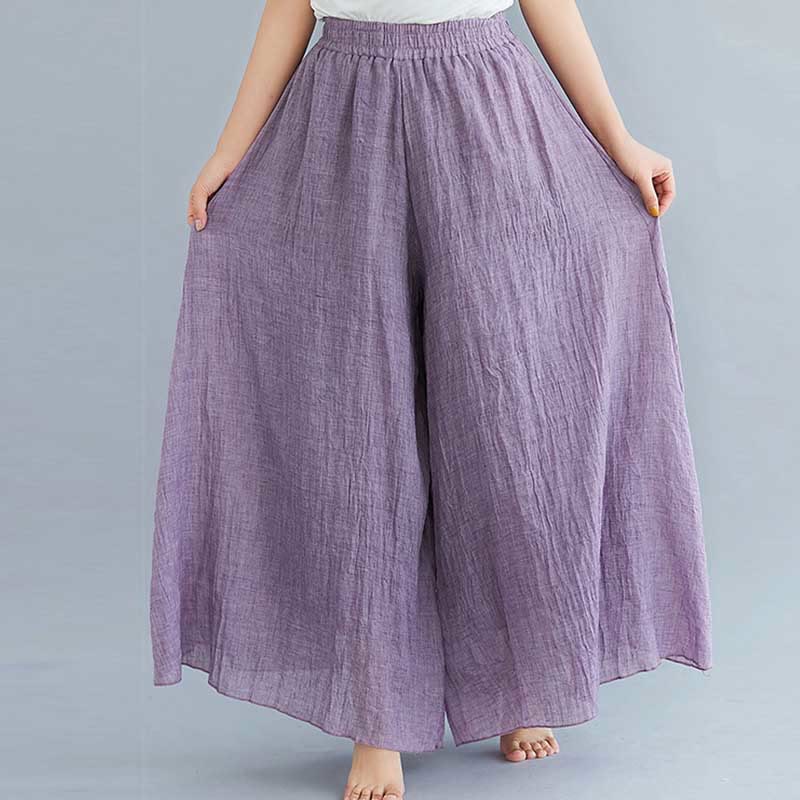 Buddha Stones Damen-Hose, lässig, lockere Hose aus Baumwollleinen, weites Bein für Yoga und Tanz - image 22