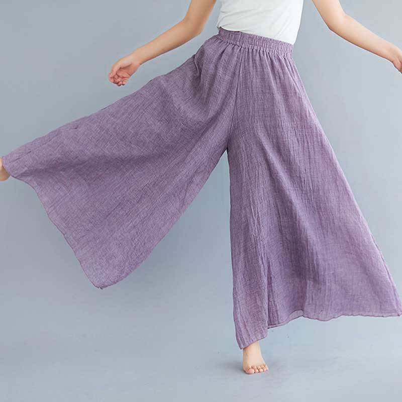Buddha Stones Damen-Hose, lässig, lockere Hose aus Baumwollleinen, weites Bein für Yoga und Tanz - image 23
