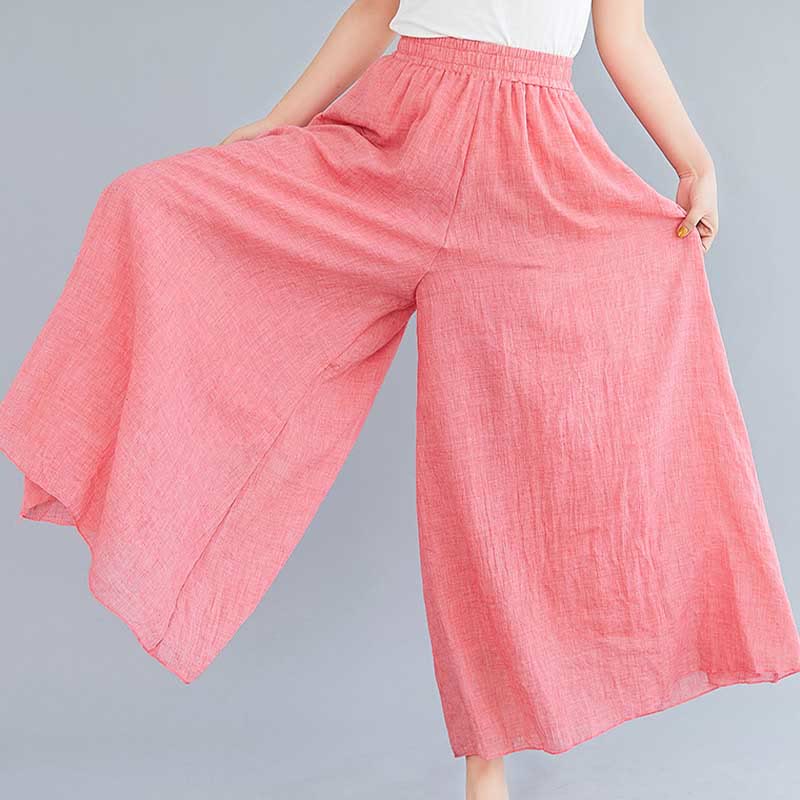 Buddha Stones Damen-Hose, lässig, lockere Hose aus Baumwollleinen, weites Bein für Yoga und Tanz - image 18