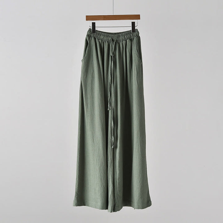 Buddha Stones – Lockere Hose aus Baumwollleinen mit Kordelzug und weitem Bein und Taschen - image 18