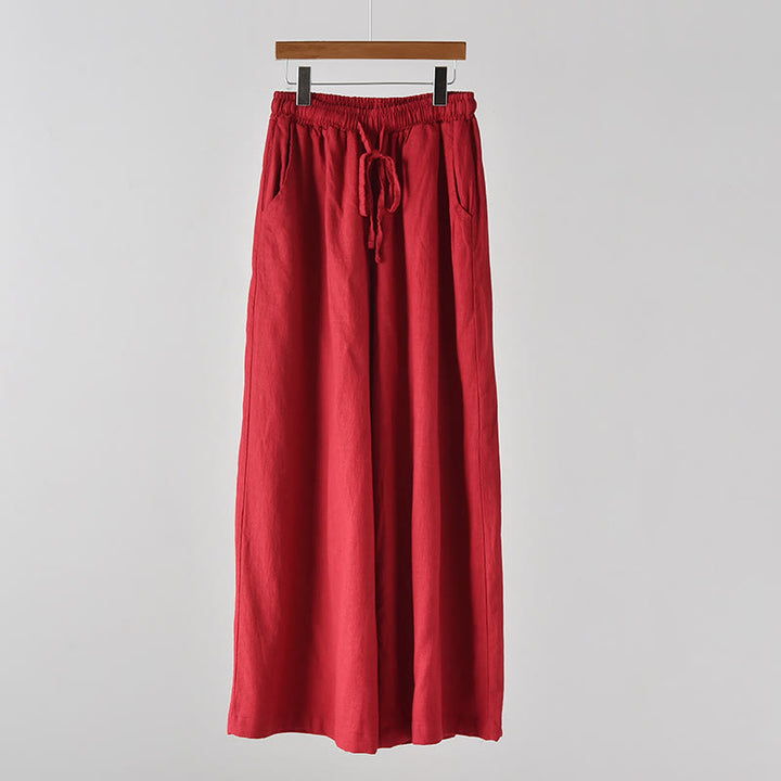 Buddha Stones – Lockere Hose aus Baumwollleinen mit Kordelzug und weitem Bein und Taschen - Rot - US4, UK/AU8, EU36 (L) - image 22