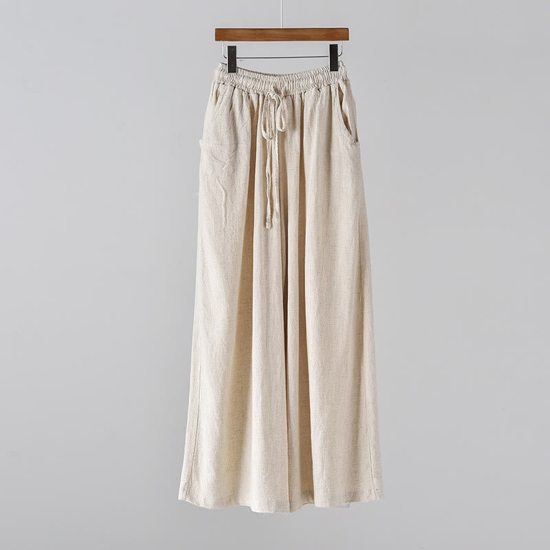 Buddha Stones – Lockere Hose aus Baumwollleinen mit Kordelzug und weitem Bein und Taschen - image 7