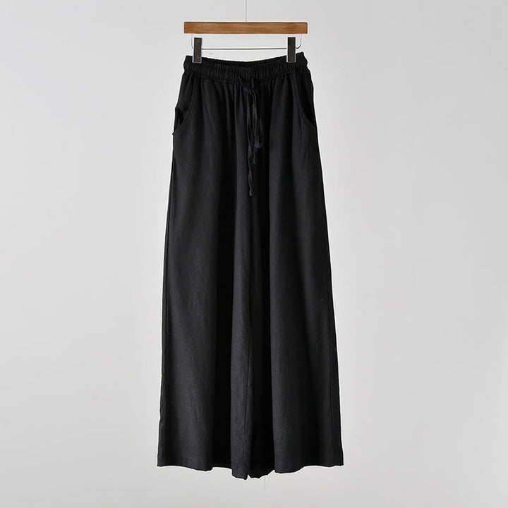 Buddha Stones – Lockere Hose aus Baumwollleinen mit Kordelzug und weitem Bein und Taschen - image 15