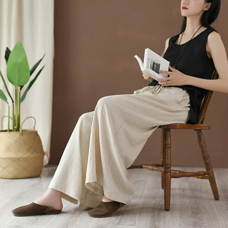 Buddha Stones – Lockere Hose aus Baumwollleinen mit Kordelzug und weitem Bein und Taschen - image 3