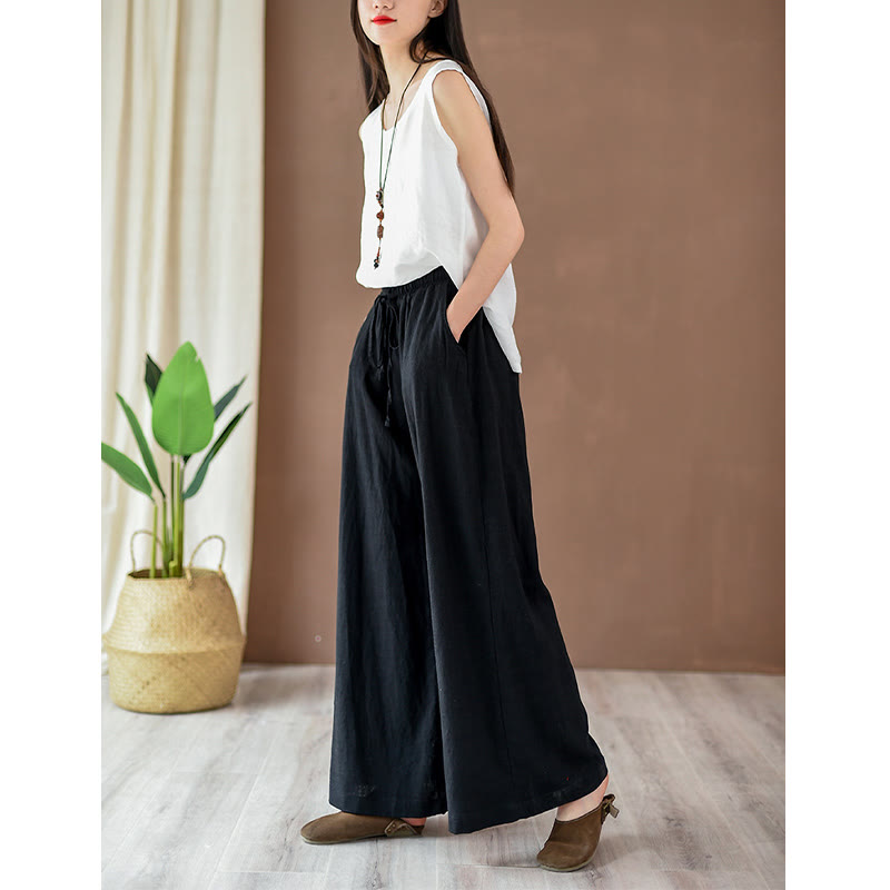 Buddha Stones – Lockere Hose aus Baumwollleinen mit Kordelzug und weitem Bein und Taschen - image 14