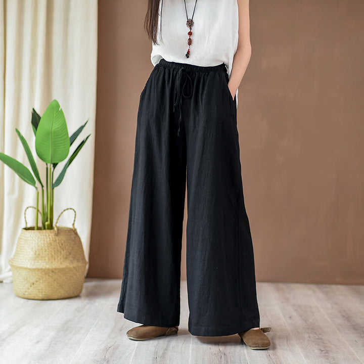 Buddha Stones – Lockere Hose aus Baumwollleinen mit Kordelzug und weitem Bein und Taschen - image 10