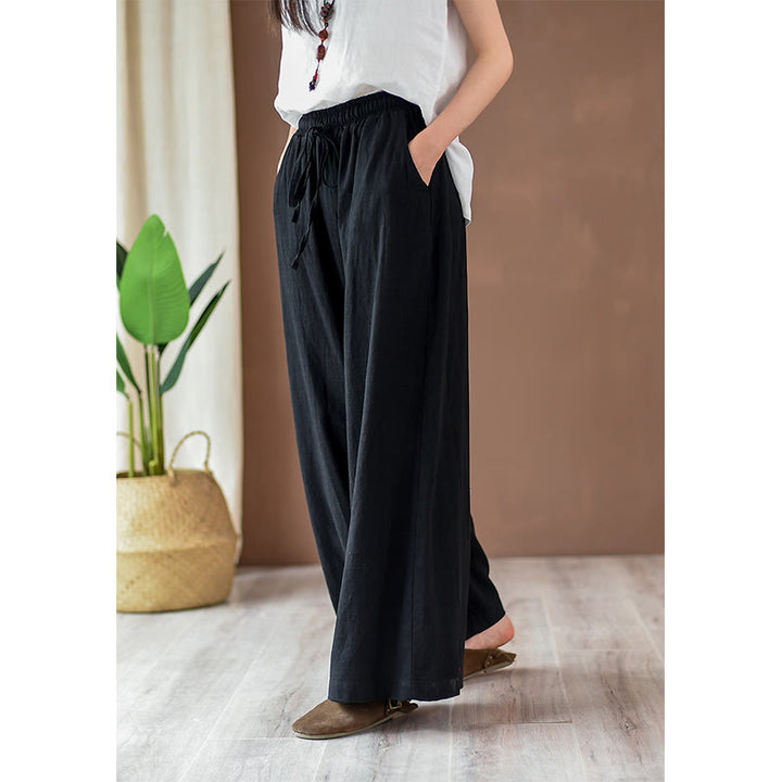 Buddha Stones – Lockere Hose aus Baumwollleinen mit Kordelzug und weitem Bein und Taschen - image 12