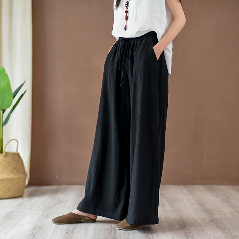 Buddha Stones – Lockere Hose aus Baumwollleinen mit Kordelzug und weitem Bein und Taschen - image 11