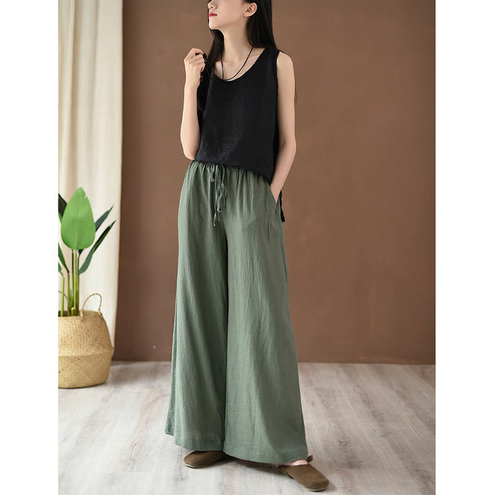 Buddha Stones – Lockere Hose aus Baumwollleinen mit Kordelzug und weitem Bein und Taschen - image 21