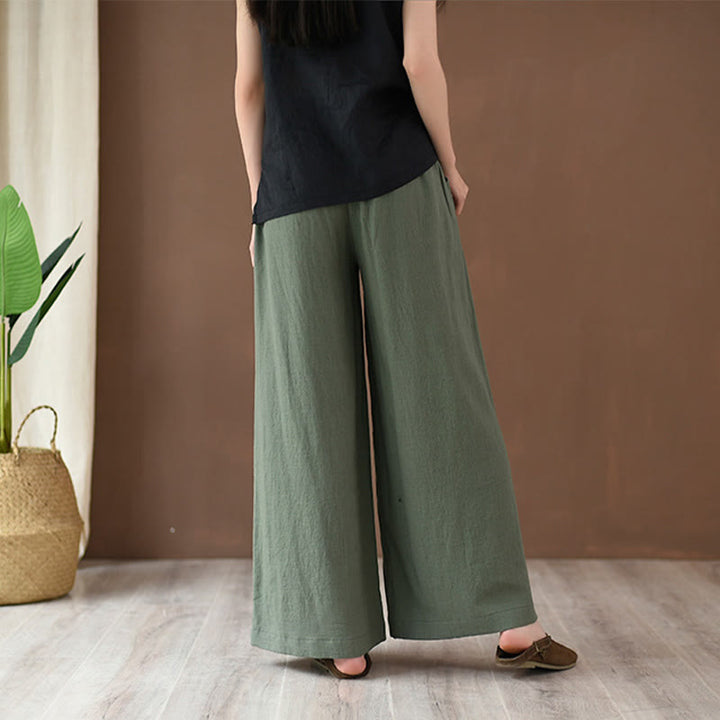 Buddha Stones – Lockere Hose aus Baumwollleinen mit Kordelzug und weitem Bein und Taschen - image 17
