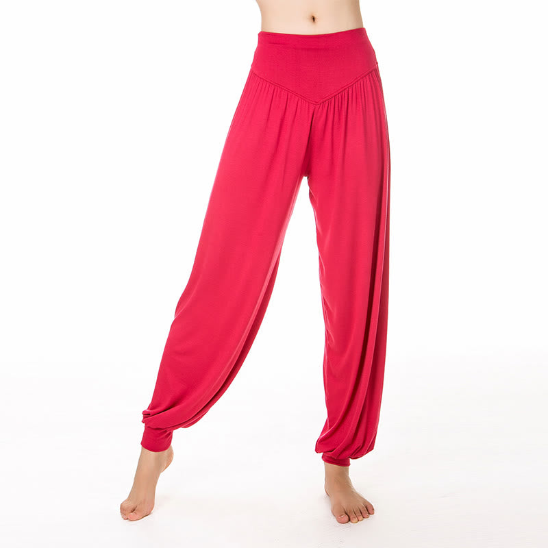 Buddha Stones Yoga- und Tanzhose, einfarbig, lange Haremshose - Purpurrot - US14, UK/AU18, EU46 (3XL) - image 5