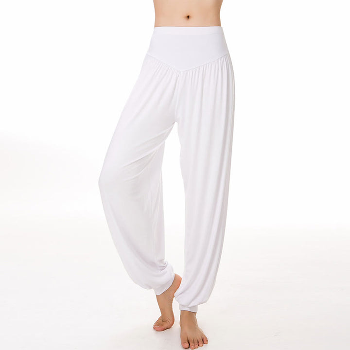 Buddha Stones Einfarbige Modal Yoga Tanz Lange Haremshose - Weiß - US14， UK/AU18，EU46 (3XL) - image 46