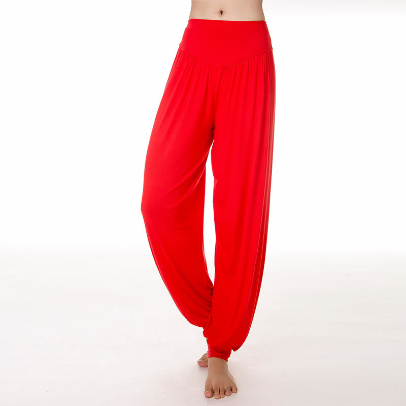 Buddha Stones Einfarbige Modal Yoga Tanz Lange Haremshose - Rot - US14， UK/AU18，EU46 (3XL) - image 26