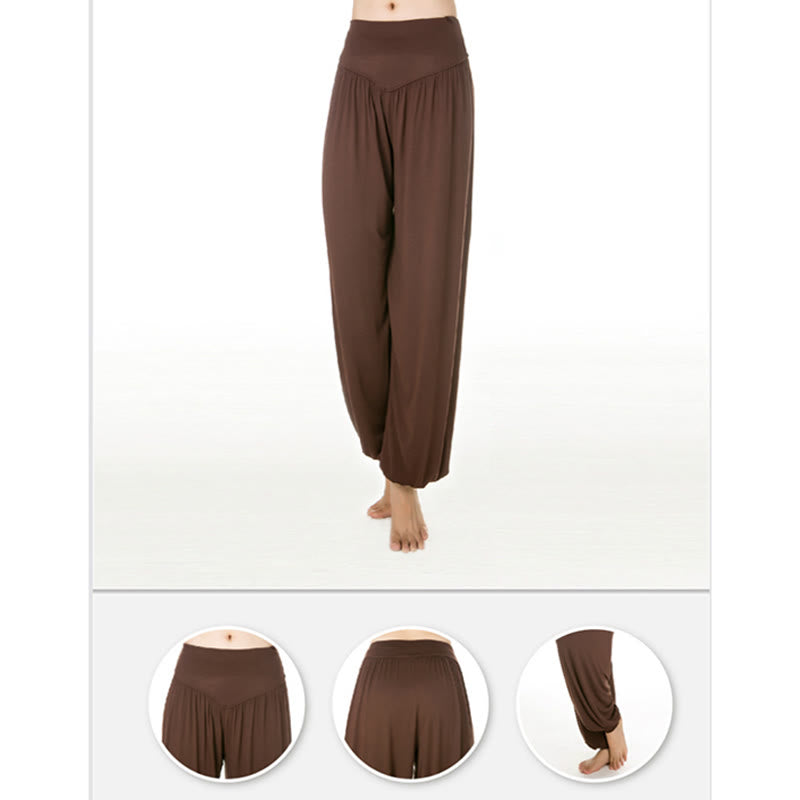 Buddha Stones Yoga- und Tanzhose, einfarbig, lange Haremshose - image 38