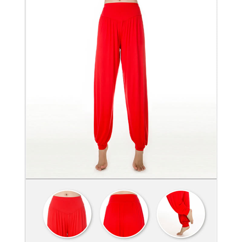 Buddha Stones Yoga- und Tanzhose, einfarbig, lange Haremshose - image 29