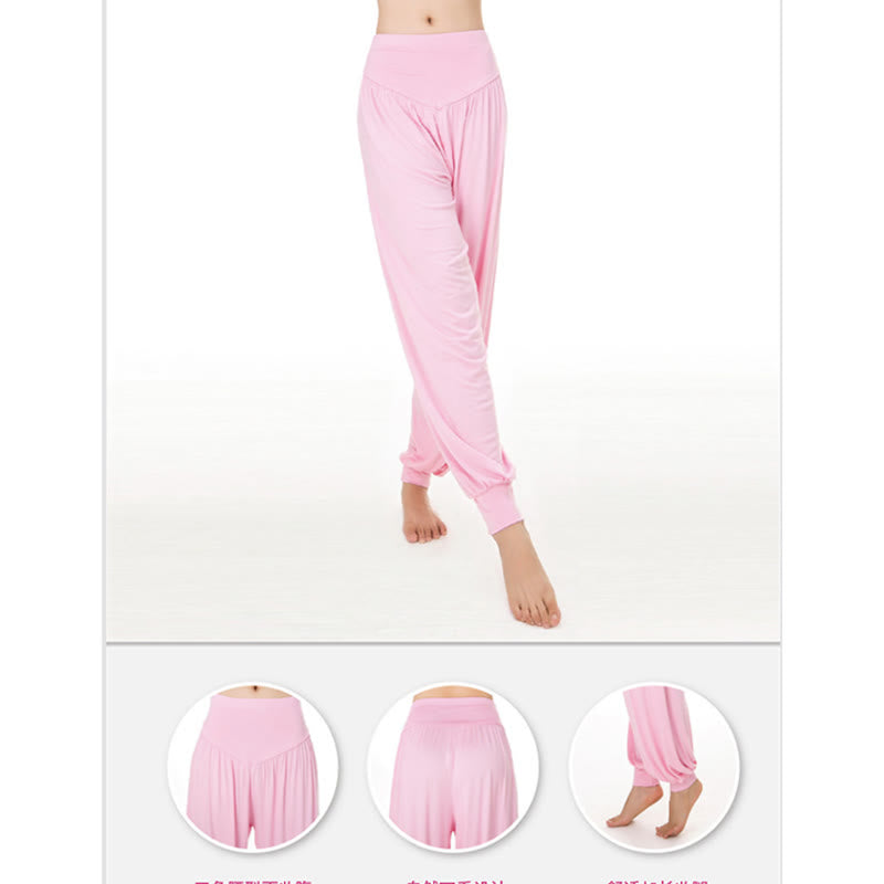 Buddha Stones Yoga- und Tanzhose, einfarbig, lange Haremshose - image 14