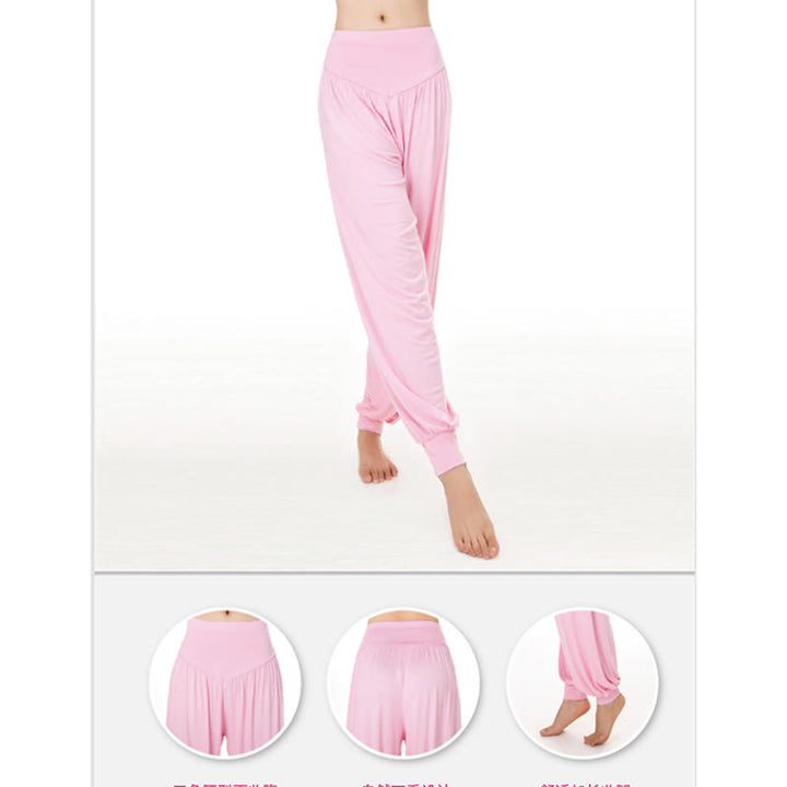 Buddha Stones Yoga- und Tanzhose, einfarbig, lange Haremshose - image 14