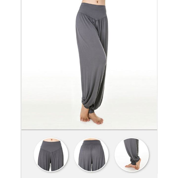 Buddha Stones Yoga- und Tanzhose, einfarbig, lange Haremshose - image 18