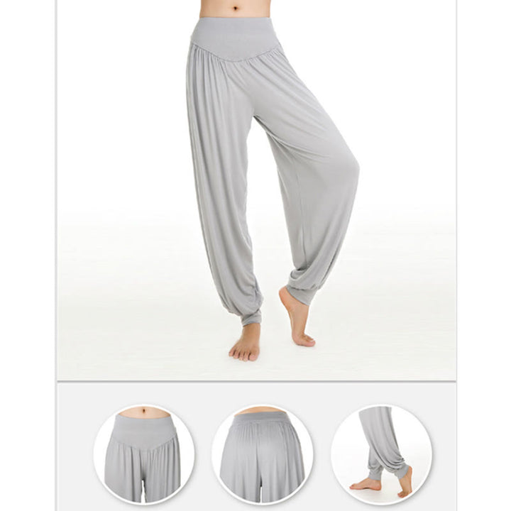 Buddha Stones Yoga- und Tanzhose, einfarbig, lange Haremshose - image 11