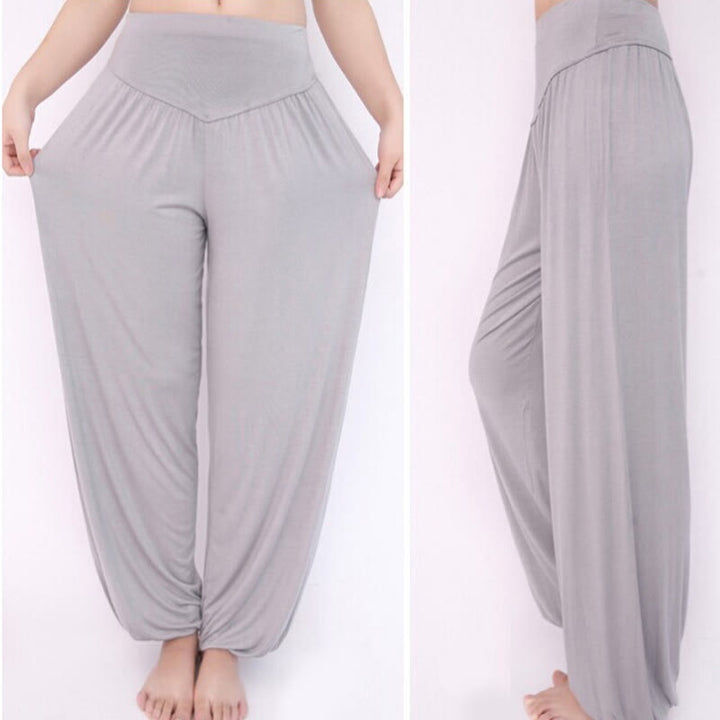 Buddha Stones Yoga- und Tanzhose, einfarbig, lange Haremshose - image 10