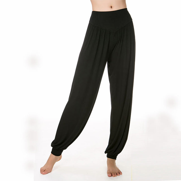 Buddha Stones Yoga- und Tanzhose, einfarbig, lange Haremshose - image 32