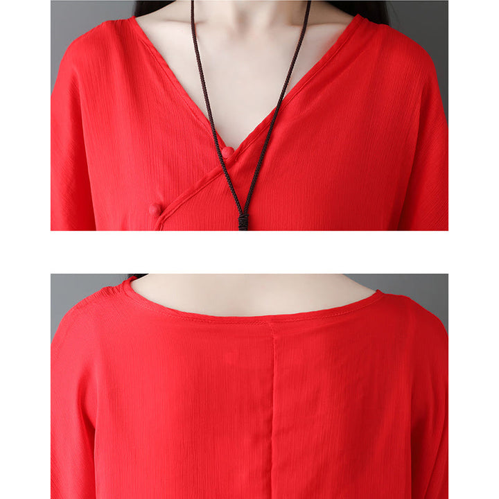 Buddha Stones V-Ausschnitt Midi-Tunika-Kleid Hose mit weitem Bein Meditation Zen Praxis Tanzkleidung - image 17